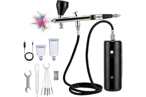 CESHMD Juego de aerógrafo 30 psi, con compresor, portátil, doble acción, pistola de aerógrafo profesional