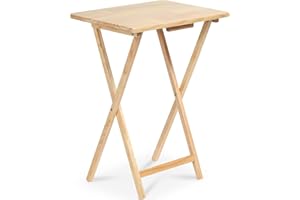 FAHAAM Natural Rubber Wood Snack Table, Folding Dining Table, Portable Table Outdoor Table Fold Up Small Camping Table, Sofa Side Table For Snacks Tea Coffee And Placing Books