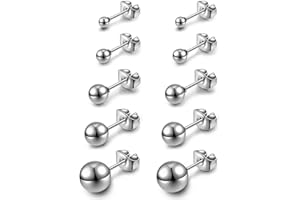 AllerPierce Hypoallergenic Ball Earrings Studs Set Cartilage Earrings Stainless Steel Round Ball Studs Earrings for Women Men 3mm-8mm（10Pcs）