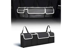 DOEDOEFONG Organizer Bagagliaio Auto Piccolo e Rigido, Organizzatore Portabagagli Borsa Portaoggetti per Bagagliaio, Organizer per Auto Pieghevole con 4 Tasche, Adatto a Tutti i Tipi di Auto