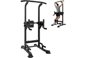 VEVOR Fristående dragstång kapacitet 150 kg, romersk stol justerbar höjd i 12 nivåer och ryggstöd i 4 nivåer, lyfttorn, dips