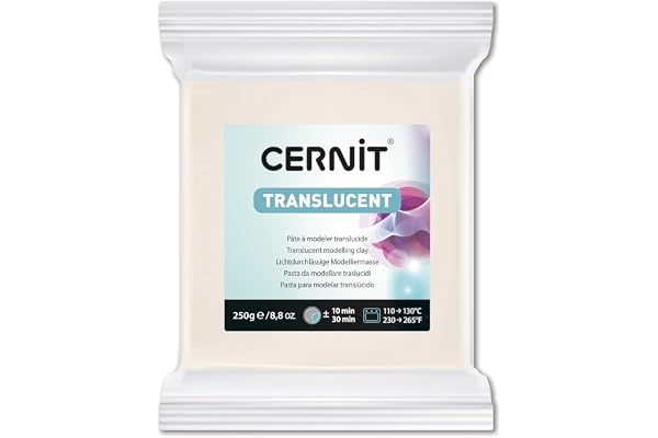 CERNIT CE0920250005C - Un Pain de Pâte Polymère Translucide - Pâte à Modeler à Cuire - Couleur Translucide - Bloc de 250 g