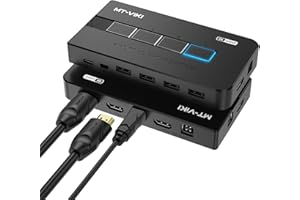 KVM Switch HDMI 4 port Boxes, MT-VIKI 4K@30hz for 4 PCs share 1 HD Monitor and Keyboard Mouse with 4 HDMI USB Cables + Desktop Selector