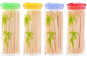 Concept4u 3 x 100 (300) Pieces Bamboo Wooden Toothpicks Wood Round Double-Points Tooth Picks Bamboo Toothpicks in Pocket Case Party Bamboo Tooth Picks for Home, Parties, Office.