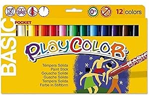 PLAYCOLOR - Pocket - Gouache solide en stick - 12 couleurs - 5 g