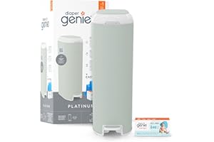 Diaper Genie Platinum Edelstahl Windeleimer mit Fußpedal, neuartiges System mit abreißbaren Beuteln