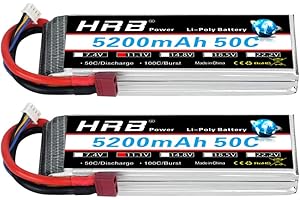 HRB POWER HRB 2PCS 3S 11.1V 5200mAh 50C Batteria Lipo per RC Drone Helicopter Airplane Quadcopter Car Truck (Dean T Plug Style)