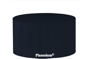 ‎PLANESIUM Planesium Premium Gartentisch rund Gartenmöbel Hülle Abdeckung Schutzhülle Haube Abdeckplane Garnitur wasserdicht atmungsaktiv reißfest 575g/lfm (Ø 90cm x Höhe 75cm, Schwarz)
