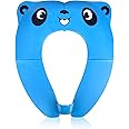 Pejoye Foldable Toilet Seat Toddler, Portable Toilet Training Seat for Kids, Travel Toddler Toilet Seat in ABS Material with 8 Anti Slip Silicon Pads and 1 Carry Bag, Blue Panda