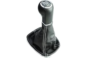 Newtown2700-parts Pommeau de levier de vitesse + soufflet avec coutures blanches + cadre 5 vitesses compatible/pièce de rechange pour Opel Corsa D E Adam