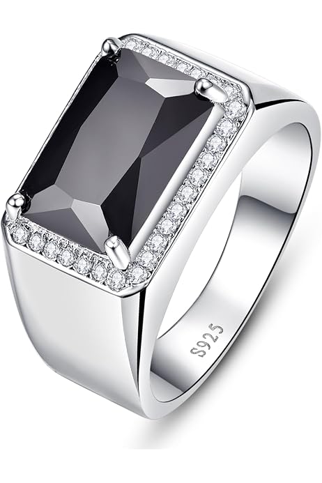 Bague Homme Argent 925 Avec Émeraude 6.85 CT - Pierre Verte 8x12 Mm - Bonlavie