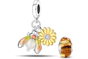 HappyStar colgante de plata 925 abalorios para pulseras,Colgante Abalorios Charms Bead compatible con Pandora y europeos pulseras y collares （Con perlas de aislamiento）