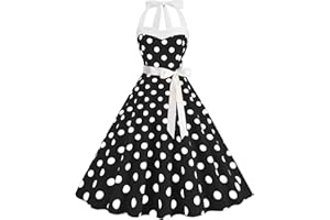 maxToonrain Womens 50s Dresses Polka Dots 1950s Vintage Cocktail Party Evening Dress 50S Fancy Dress for Adults