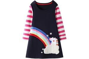 VIKITA Vestito Striscia Cartoon Animale Sciolto Jersey T-Shirt Vestitos Bambina