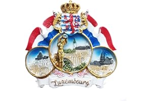 WEDAREGO Aimant de réfrigérateur 3D Luxembourg - Cadeau souvenir - Fait à la main - Décoration de maison et de cuisine - Collection d'aimants de réfrigérateur Luxembourg