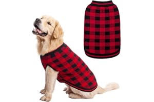 KOOLTAIL Dog Winter Jumper Classic Plaid Dog Knitwear Sweater Soft Baseball Shirt Design for Pet Cold Weather Wearing