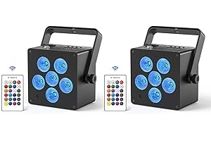 Oloaxolx 2 pcs 50W Par LED projecteurs batterie Rechargeable avec télécommande, RGBWAUV DMX512 lumière de scène Auto/Son 12 heures d'autonomie Uplight pour DJ Noël discothèque fête mariage