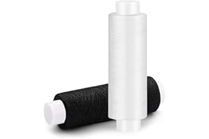 RAMLUR 2 Pcs Sewing Thread, 200 Yards White Black Threads for Sewing, Polyester Sewing Machine Thread for Hand Quilting, Embroidery, Crafts