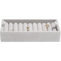 Stackers Reise-Schmuckschatulle Mittelgroß – Grau Mit Samtfutter, 16,5 X 7,5 X 4,5 Cm – Ideal Gegen Verknoten & Zum Mitnehmen