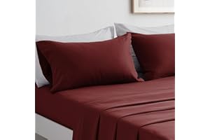 ‎FARFALLAROSSA FARFALLAROSSA Komplettes Bettwäsche-Set für Doppelbetten, Bettlaken und Kissenbezüge, Mikrofaser, für Bett mit 180 cm, Bordeaux
