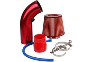 CarBole Cold Air Intake Filter Kit 76mm 3" Aluminum,Boost Torque,Optimize Throttle Response,Fits Most Vehicle Engines,Red
