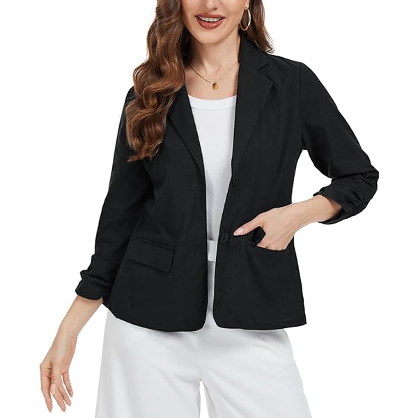Youning Damen Blazer Aus Baumwolle-Leinen - Leichter Übergangsblazer Für Frühling & Sommer