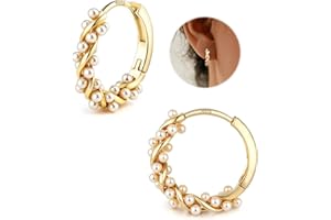 YADOCA Ohrringe Silber 925 Perlen Ohrringe, Twist Perlen Creolen für Damen Teens Perlenohrringe Silber/Gold/Roségold Hochzeit Braut Ohrring