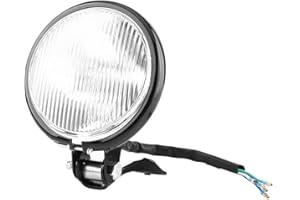 JIULAN Yctze 5 "lampada faro moto (bianco, ambra)(Scocca nera e paralume in vetro bianco) per faro moto faro di profondità faro chopper per faro chopper faro moto custom faro moto nero faro moto piccolo faro