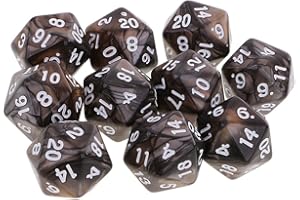 Yourandoll 10 Pièces Dés Polyédriques D20 Dés 20 Faces de Jeux de Dés en Acrylique pour DND Dice RPG MTG Table Jeux (Café Gris)