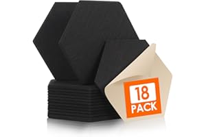 Rdutuok 18 Stück Selbstklebend Akustik Panel,30x26x1cm Hexagon Akustik Absorber Schallschutzplatten Akustikpaneele Wand für Tonstudio, Büro,Studio und Wanddekoration,Schwarz