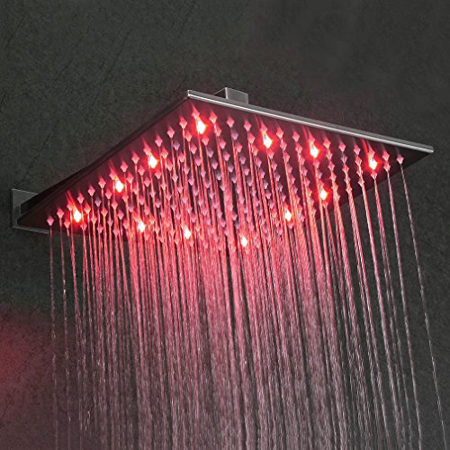 BONADE® 30*30cm LED RGB Unterputz Regendusche Duschkopf Kopfbrause mit 3 Farbwechsel Regenduschkopf - 5