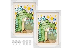 SHENGOU Marcos De Fotos Para Dibujos Infantiles,2 piezas Marco De Almacenamiento Para Niños,Marco Para Dibujos Niños Apertura Frontal,Marcos De Fotos De Arte Para Niños,Marco De Arte Infantil (Blanco)