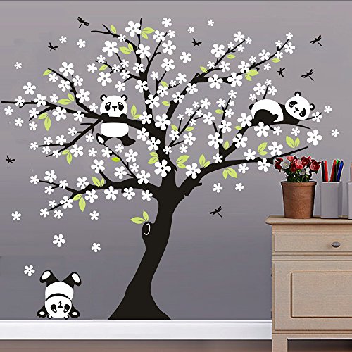 BDECOLL-Grand-cinq-grands-arbres-forestiers-avec-des-oiseaux-volants-Arbre-Fond-Autocollants-Stickers-muraux