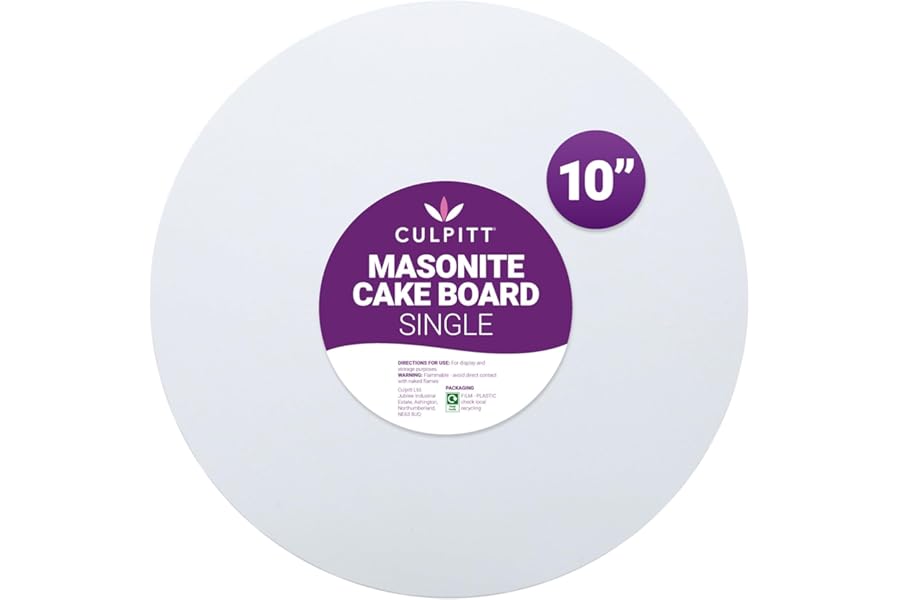 Culpitt White 10" Masonite Cake Board, Extra Strong, Round, 5mm Thick | Gloss White | 254mm | 10 Inch Round