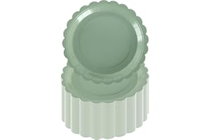 PHUNAT 50PCS Green Party Plates 7''/18cm, Sage Green Party Supplies Decorations for Birthday, Baby Shower, Wedding