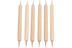 BAOFUYA 6 Piezas de Herramientas de Punzonado en Relieve de Doble Extremo para Trazado de Puntas, Herramientas de Puntillado para Arte de Uñas para Pintura de Roca, Modelado de Cerámica, Repujado
