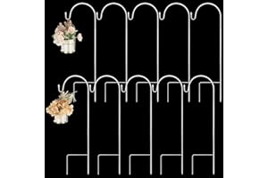 Yaocom 10 Pcs Shepherds Hooks for Outdoor 35 Inch Bird Feeder Poles Metal Shepherds Hook Plant Hangers Outdoor Hanging Plant Stand for Hanging Lights Mason Jars Lanterns Garden Stakes Decor, White