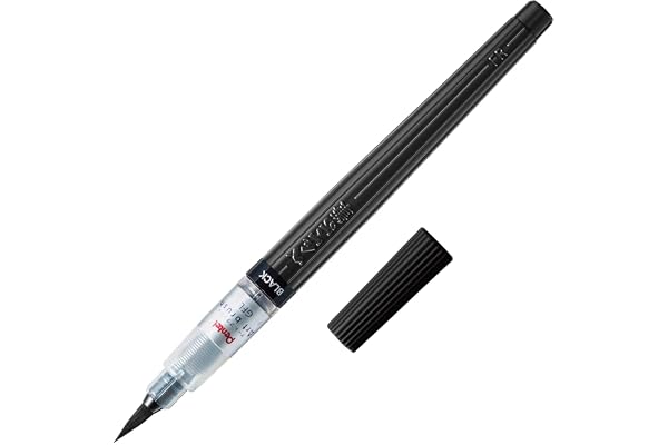 Pentel XGFL Color Brush Pinceau rechargeable encre à l'eau aquarellable Noir XGFL-101X 1 Unité (Lot de 1)