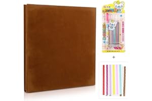 BESTOO Photo Album Self Adhesive Scrapbook Velvet Art DIY Memory Book Thick Pages with Protective Film Save Images Permanently, Best Gift Choice,11"×11" for 120 Photos(Brown)