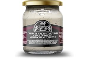 Valnerina Tartufi Schweinecreme Trüffel | Sauce für Nudeln, Risotto, Fleisch, Fisch, Bruschette auf Pilzbasis und weiße Trüffen | Glas 45 gr.