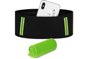 SF SÓNIFER Riñonera Running Reflectante y Cinturon Running Unisex Ajustable con Porta Bastones, 4 Bolsillos y Diseño sin Costuras,Alta Visibilidad 360°,Comodidad Antirrebote con Toalla de Microfibra de Regalo-XL