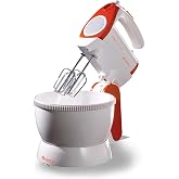 Ariete Mixy Professional Stand Hand Mixer 1565/11 - 300 Watt, Practical Hand Mixer with Rotary Bowl, 2.4 Liter Bowl Volume, 2 Beaters