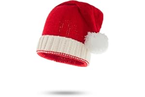 Balakaka 2025 Gorro de Papa Noel con Pompones, Navidad de Punto Cálido Rojo para Bebés Niño Adultos, Accesorios de Navidad para Regalos
