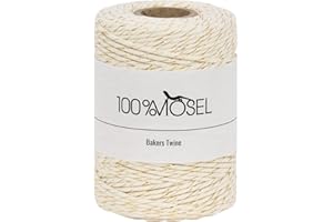 ‎100%MOSEL 100% Mosel Baumwollkordel in Natur-Weiß und Gold (2 mm x 100 m), mit Metallicfaden, Geschenkband für Tischdekorationen, Goldband für Geschenke, Dekokordel für Makramee, Bastelschnur