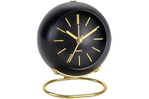 Azyh Reloj despertador analógico con bonito diseño simple, reloj de mesa retro con luz nocturna, silencioso, sin tictac, funciona con pilas, para niños, dormitorio, viajes, cocina, mesita de noche,