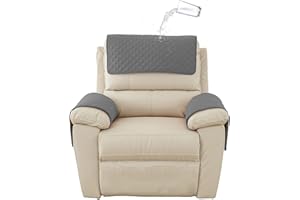 GYHH Armlehnenbezüge,Armlehnenschoner,Sofa Armlehne Kopfstützenbezug Für Sessel, Armlehnenbezug, Sesselbezug, Rutschfester, Gesteppter Möbelschutz (Dark Gray,1-Sitzer Liege | 3 STK)