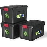 Iris Ohyama, Kapaklı B&uuml;y&uuml;k Saklama Kutuları, Garaj Saklama Kutuları, Kapatma Klipsleri, 60L/3 Paket, BPA İ&ccedil;ermez, G59 x D39,5