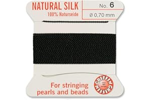 ‎CREATIVE-BEADS Creative-Beads Perlenfaden, Schnur, Perlseide zum auffädeln 2m lang mit flexiblem Drahtende als Fädelnadel Stärke 0,70mm schwarz