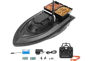 Garbenat Fischköderboot 500M RC Angelköder Boot Fernbedienung Futterboot mit GPS ABS Köderboot mit 2 Köderboxen & 5200mAh Batterie Angeln Futterboot für Tümpel, Seen, Flüsse (Schwarz)