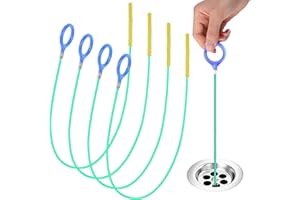 KATISHYRO Abflussreiniger Spirale,4 Stück Rohrreinigungsspirale Sticks Anti-Bruch Stahl Nylonbeschichtung,90CM Abflussreiniger und Haarfänger,für Badewanne Abwasserkanäle Waschbecken